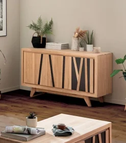 Bahut chêne blanchi 3 portes BAMBOO