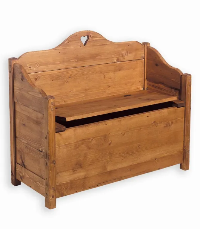 Banc coffre pin massif ciré FARMER