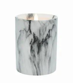 Bougie LED cylindrique façon marbre