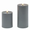 Bougie LED cylindrique plastique gris / Set de 2