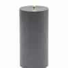 Bougie LED cylindrique plastique gris H 20 cm