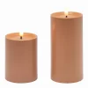 Bougie LED cylindrique plastique terracotta / Set de 2
