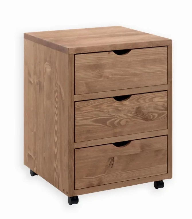 Caisson bureau pin massif 3 tiroirs MALMOE