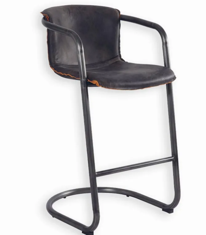 Chaise de bar métal et cuir CLARK
