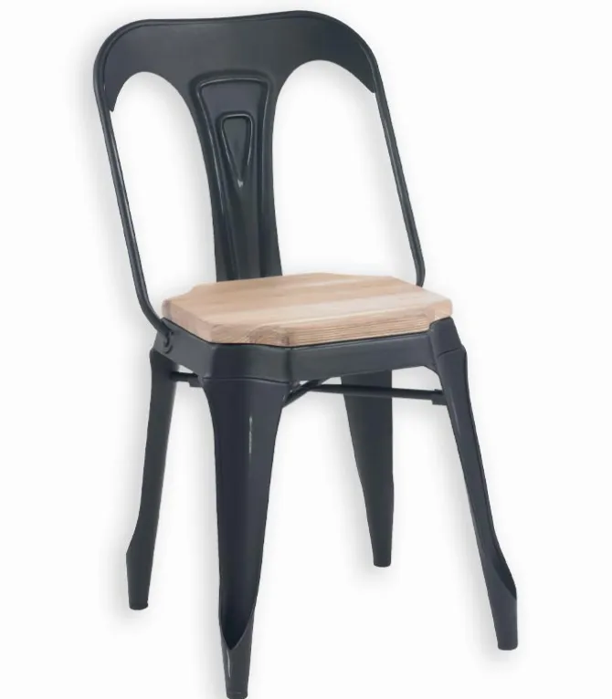 Chaise métal assise bois MACKAY