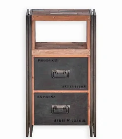 Chiffonnier bois de bateau & métal SAMBA