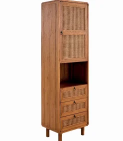 Colonne teck massif CARAWA 1 porte 3 tiroirs