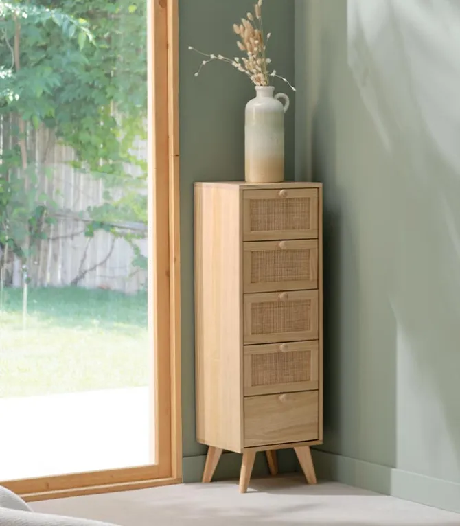 Commode bois 5 tiroirs TONLE
