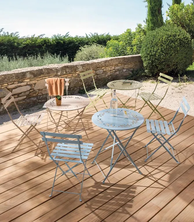 Ensemble pliant table jardin ronde + 2 chaises de jardin SUMMER
