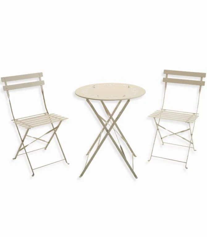 Ensemble pliant table jardin ronde + 2 chaises de jardin SUMMER