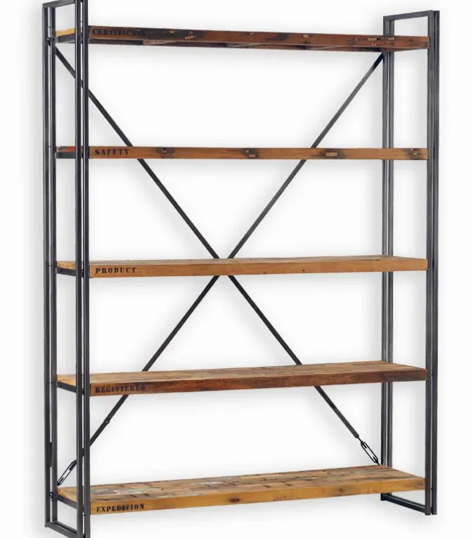 Etagère bois de bateau et métal VINTAGE