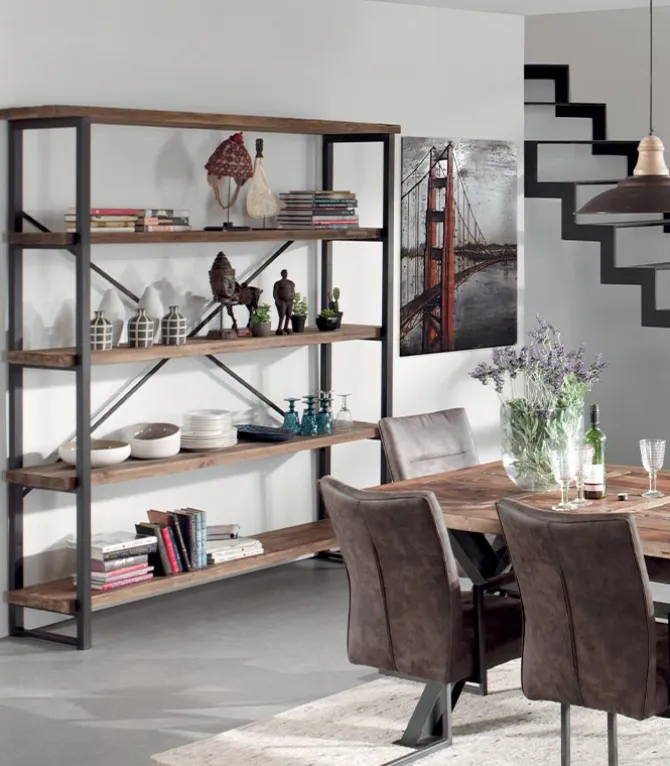 Etagère vieux pin recyclé et métal ATELIER