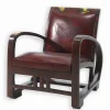Fauteuil teck et cuir RETRO