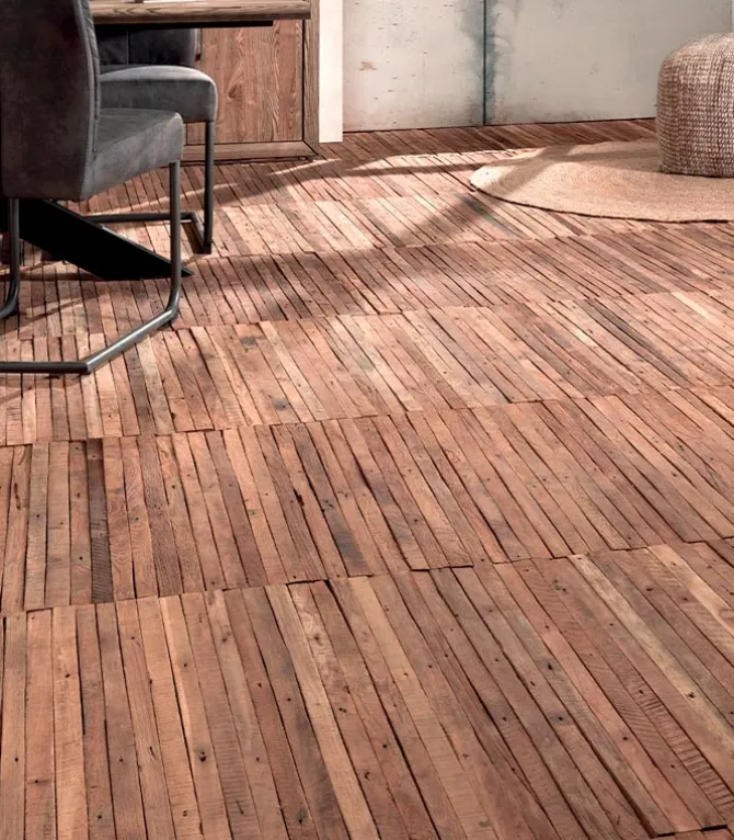 Lattes de PLANCHER en teck recyclé