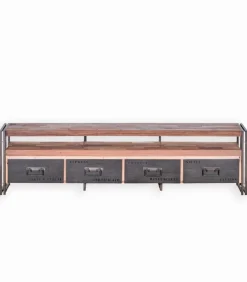 Meuble TV bois de bateau et métal L 208 cm SAMBA