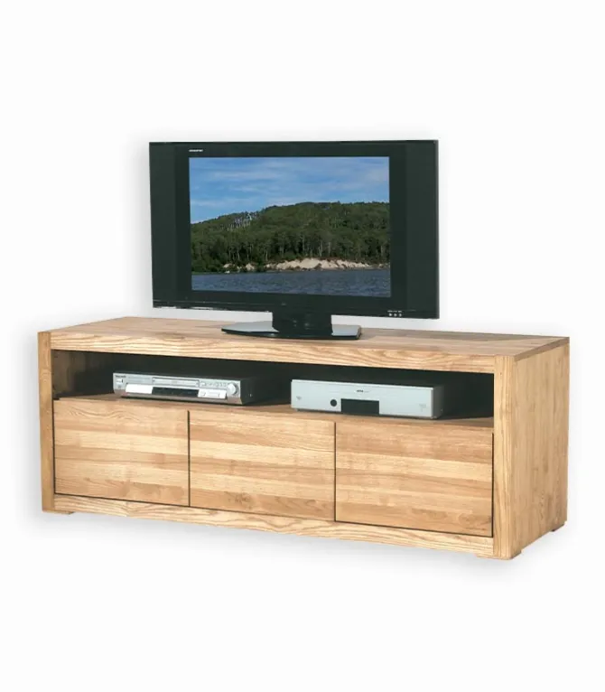 Meuble TV frêne massif 2 portes HARTFORD