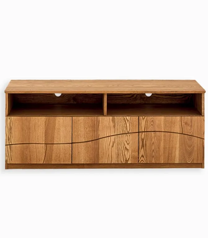 Meuble TV frêne massif 3 portes WAVE