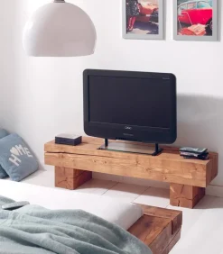Meuble TV pin massif ciré POUTRE
