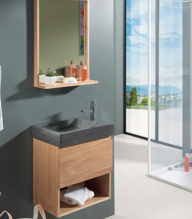 Meuble vasque en chêne et pierre naturelle – STONE
