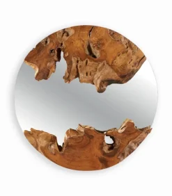 Miroir rond teck recyclé ELO