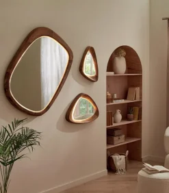 Miroir teck recyclé SALLA avec LED
