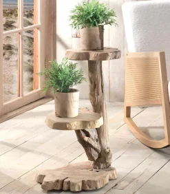 Porte-plantes teck 2 plateaux UNGA