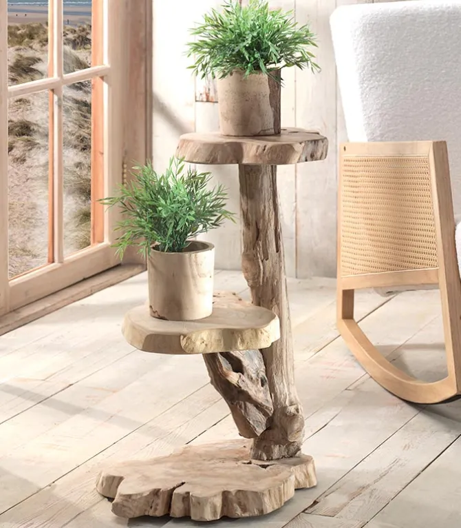 Porte-plantes teck 2 plateaux UNGA