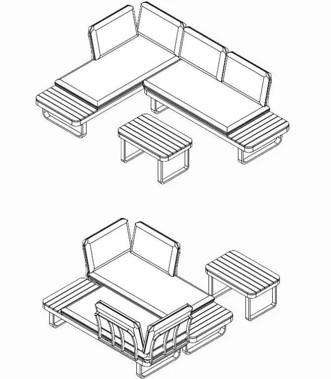 Salon de jardin canapé d’angle modulable HOLBOX