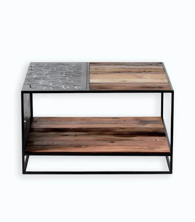 Table basse bois de bateau et métal L 70 cm DUSTIN