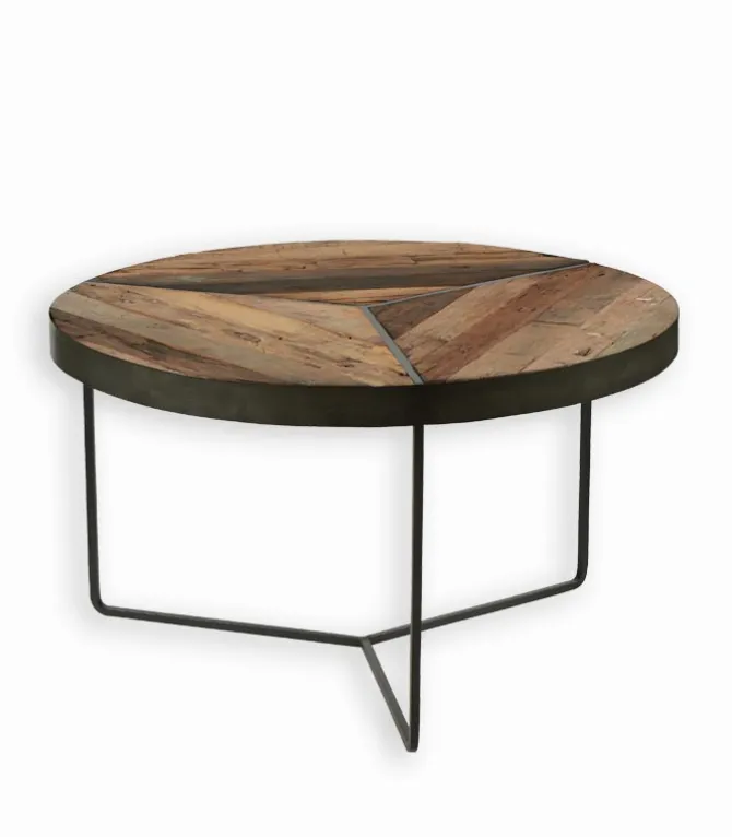 Table basse bois de bateau ronde DUSTIN Ø 80 cm
