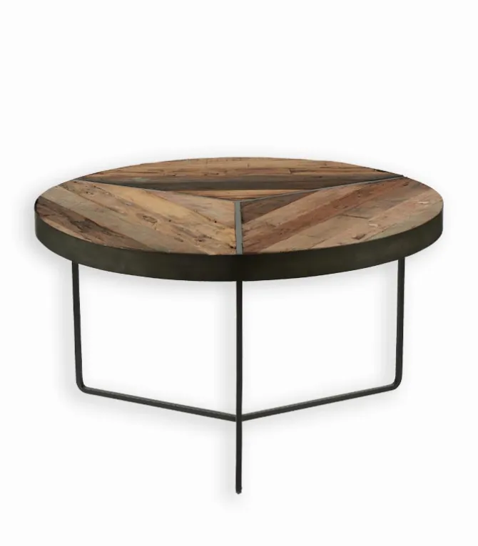 Table basse bois de bateau ronde DUSTIN Ø 80 cm