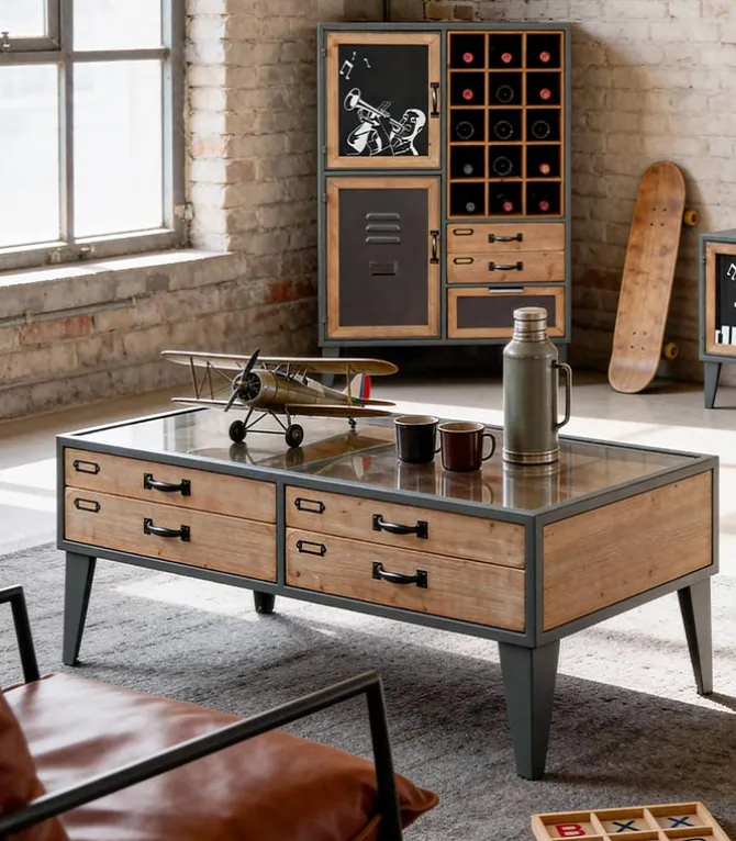 Table basse MINDY 4 tiroirs