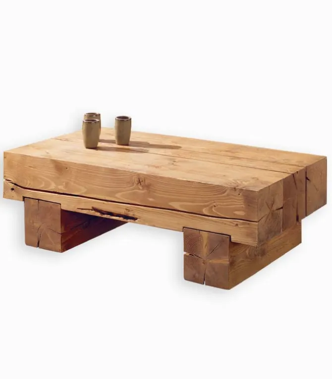 Table basse pin massif ciré POUTRE