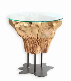 Table basse teck racine pied métal SERAM
