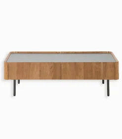 Table basse teck recyclé NEVADA 2 tiroirs