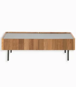 Table basse teck recyclé NEVADA 2 tiroirs