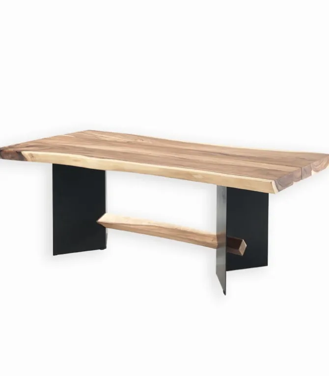 Table bois de suar pieds métal RAIA
