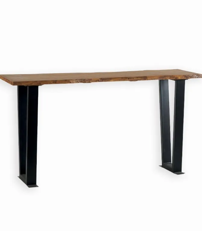 Table haute teck recyclé TREE