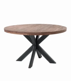 Table ronde teck & métal MALAY