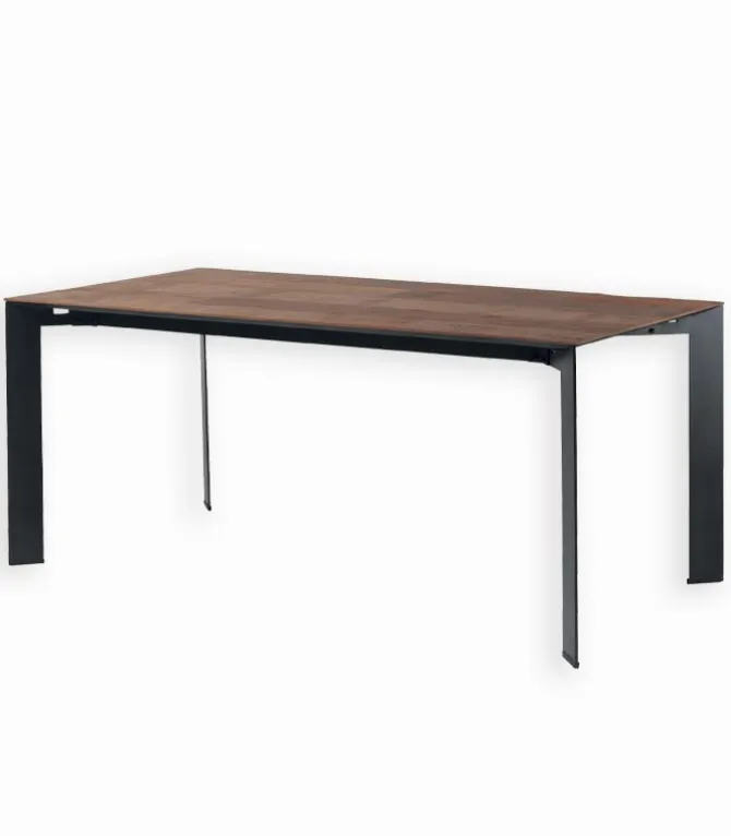 Table teck recyclé pieds métal VALMO