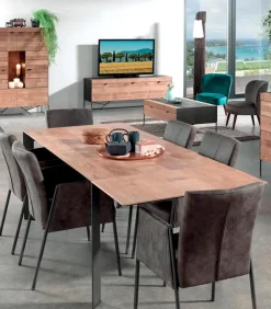 Table teck recyclé pieds métal VALMO