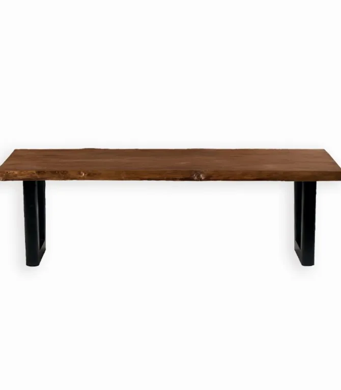 Table teck recyclé pieds métal WOOD