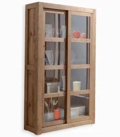 Vitrine pin massif ciré MOVING
