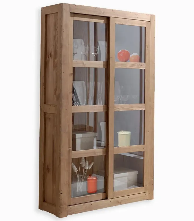 Vitrine pin massif ciré MOVING